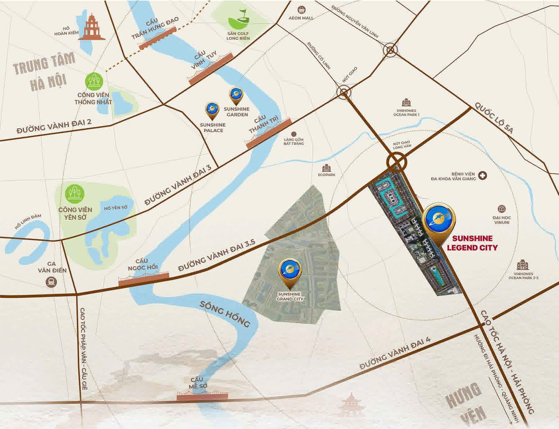 vị trí dự án sunshine legend city hưng yên