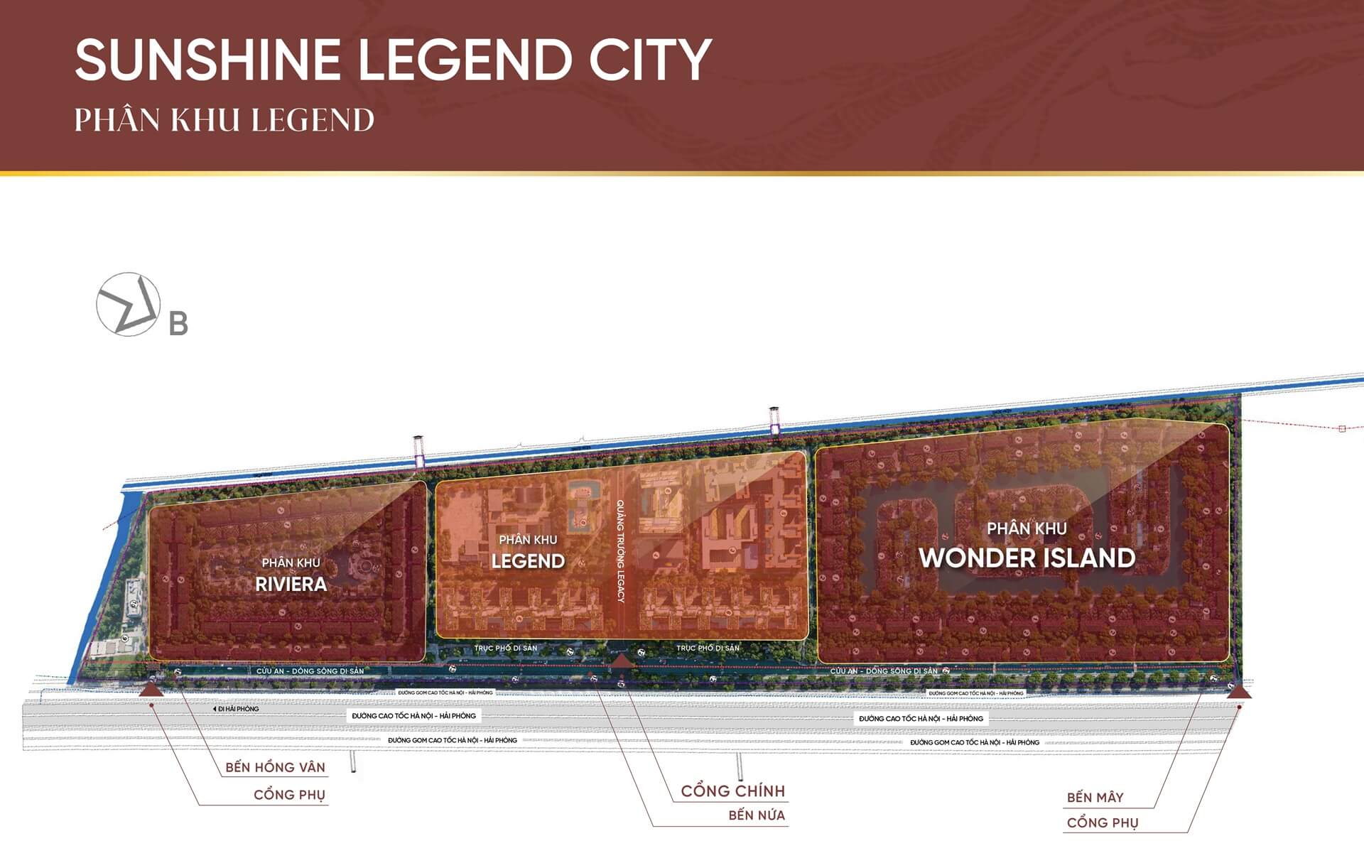vị trí phân khu legend dự án sunshine legend city hưng yên